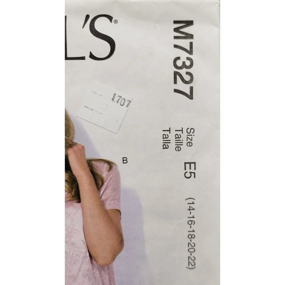 McCalls Pattern Misses Asymetrical Pullover Tops Size E5 14-22 M7327 UNCUT